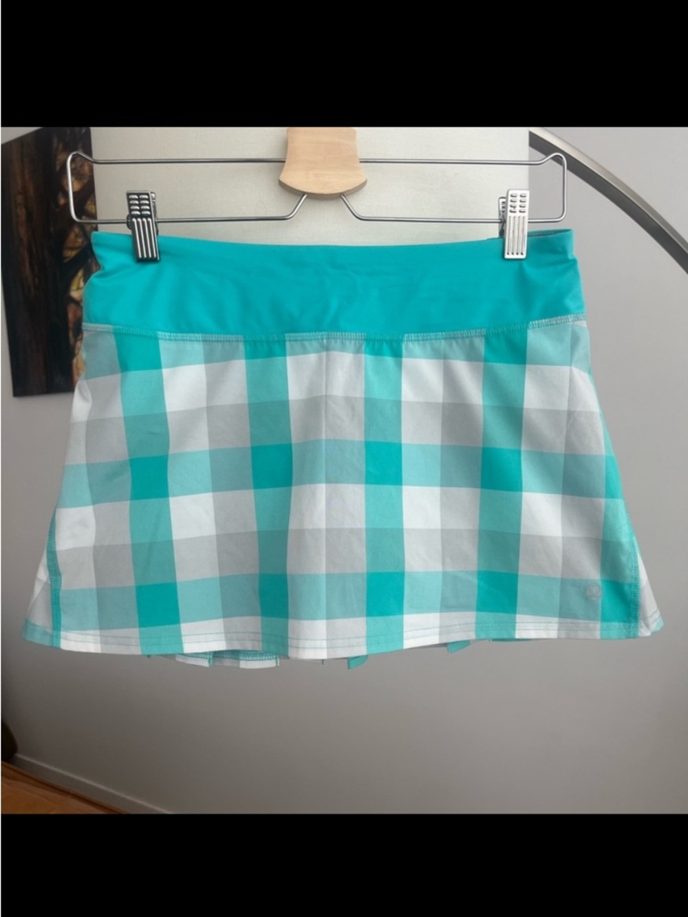 Lululemon Teal & White Plaid Run Skirt